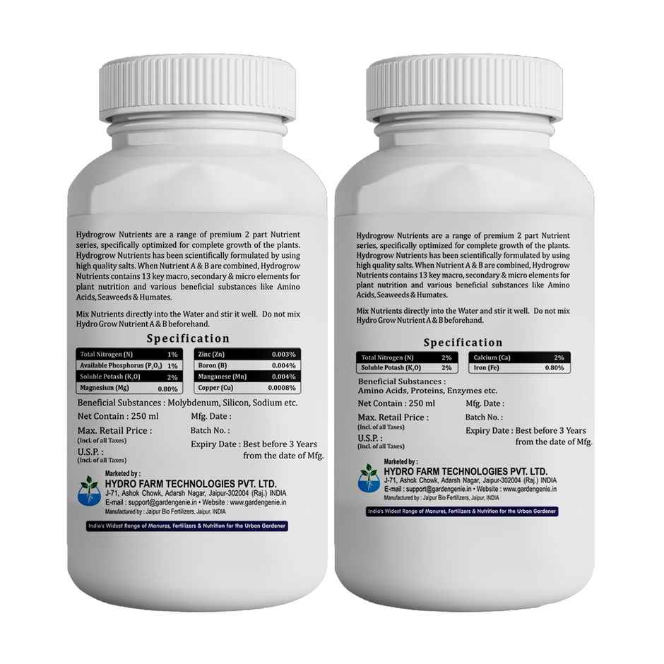 General Hydroponic Nutrient A&B | Contains NPK for nurturing plant s- Makes 50 ltr Nutrient Solution