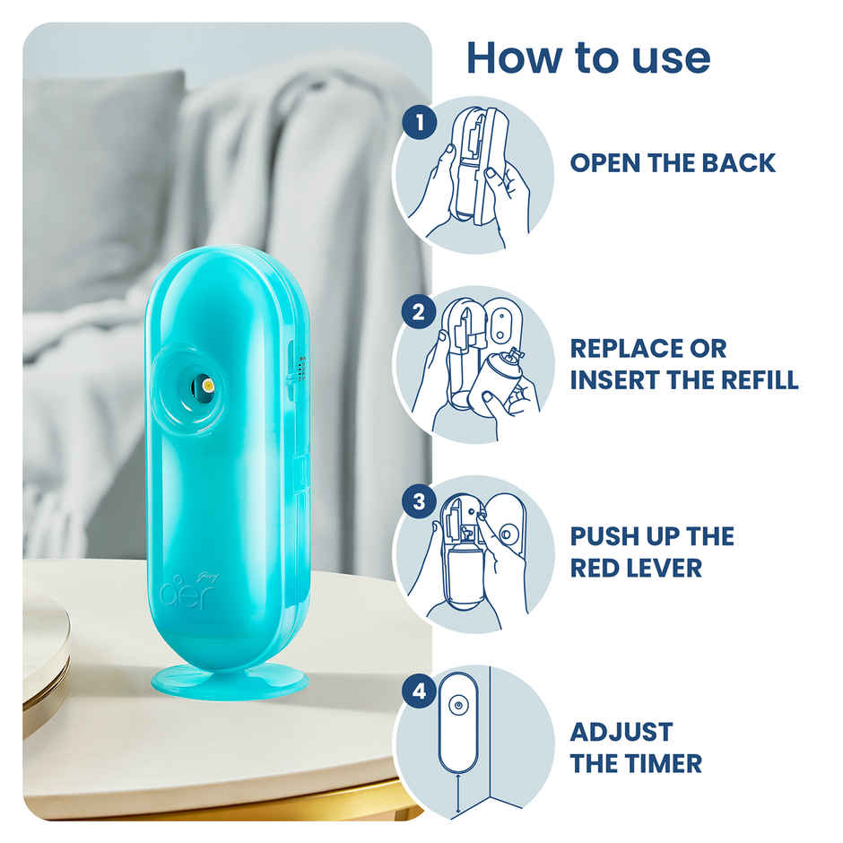 Godrej Aer Matic Cool Surf Blue Automatic Room Fresheners | Kit (Machine + 1 Refill)
