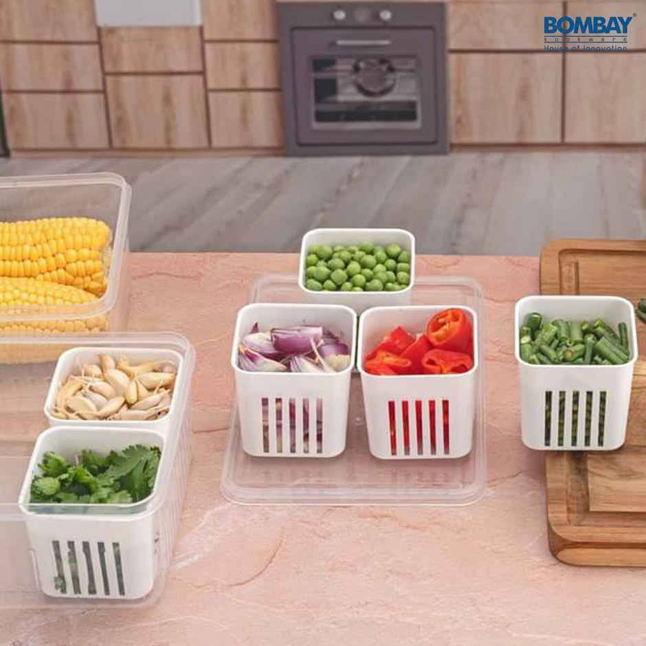 6 Grid Fridge Storage Boxes Freezer Storage Containers | White