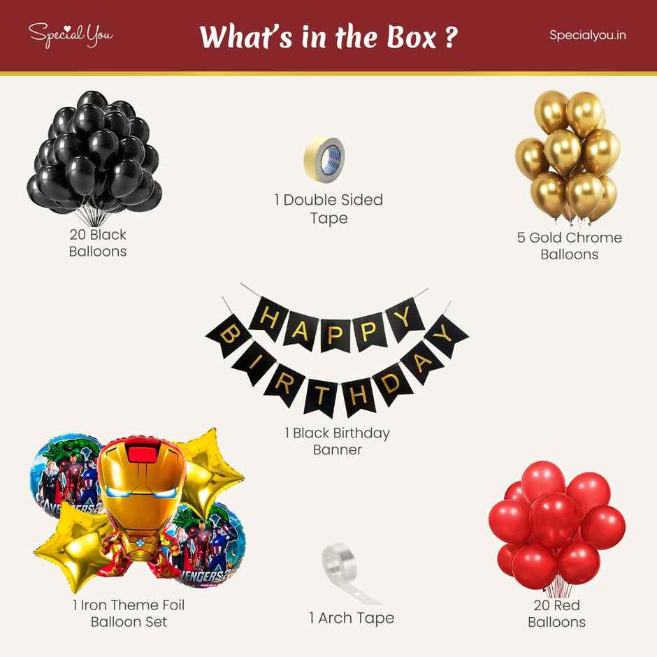 Iron Man Theme Birthday Decor With Foil Balloon Set | Special You