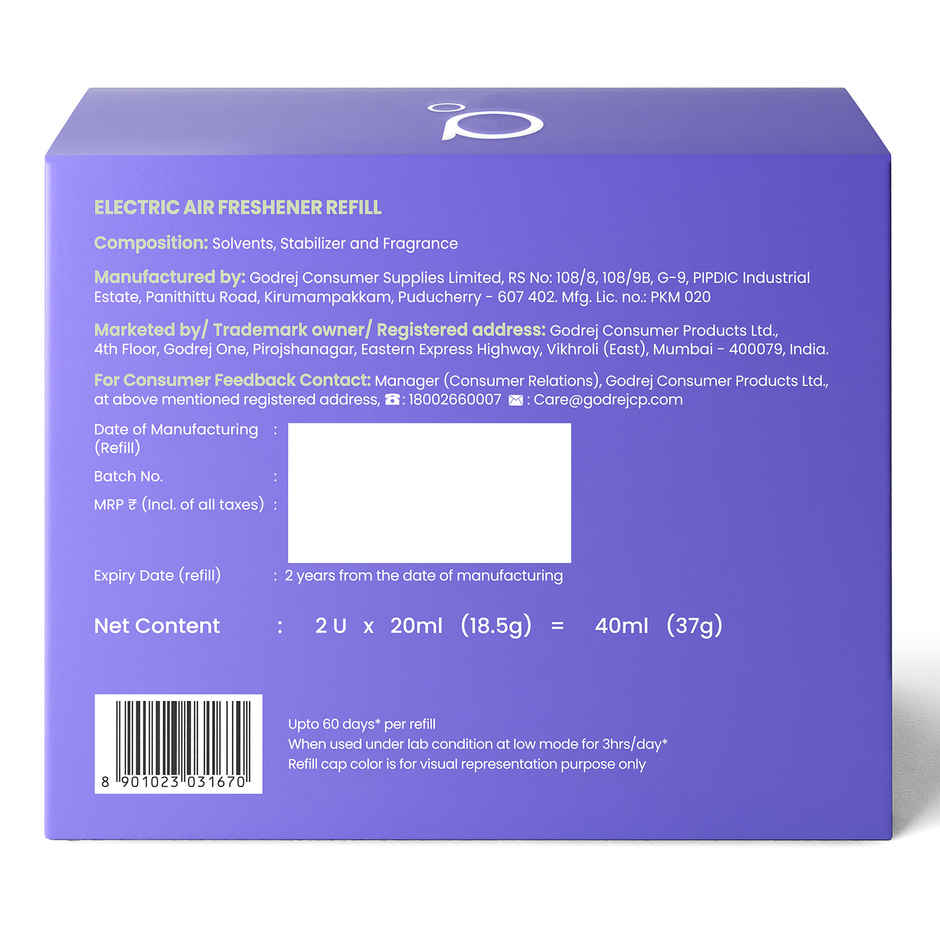 Godrej aer Plug Electric Air Freshener | 2 Refills | Violet Bloom