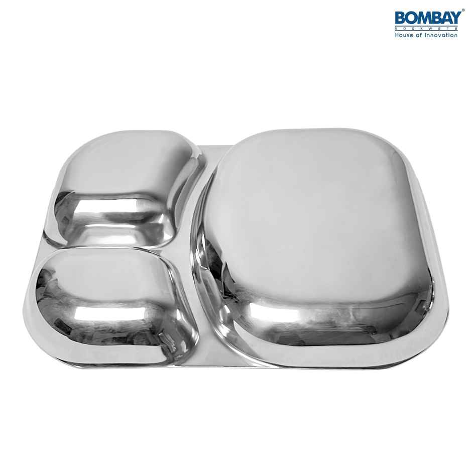 Bombay Kookware Stainless Steel 3 In 1 Pav Bhaji Plate