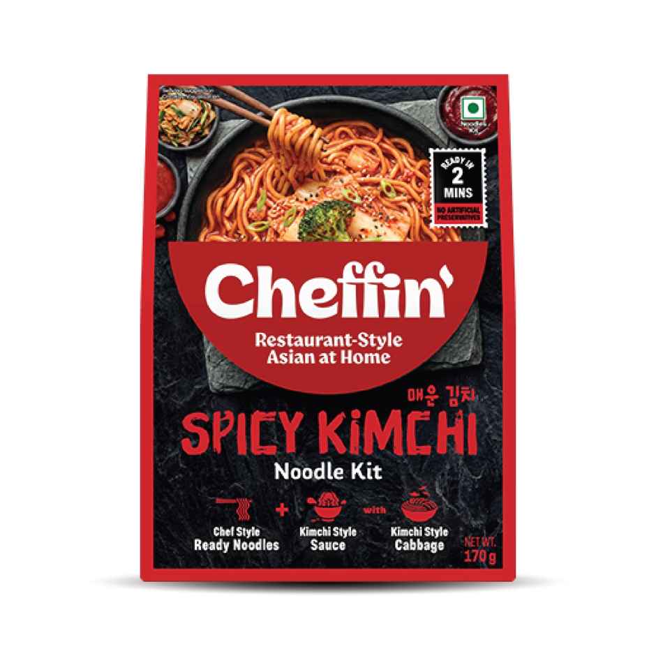 CHEFFIN Spicy Kimchi Noodle Kit | Kimchi Style Sauce | Ready in 2 Mins | No Artificial Preservatives