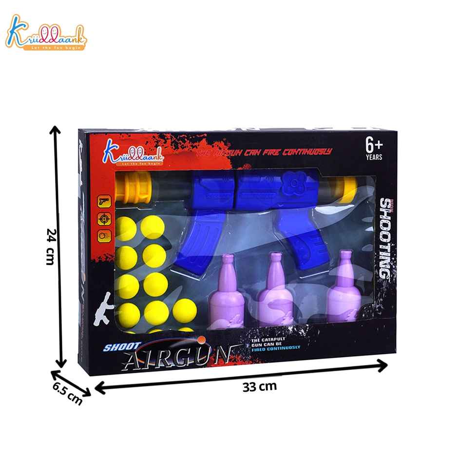 Kriiddaank Soft Ball Gun Air Pressure Foam Shooting Toy Set Target Bottles Multicolor Boys Girls