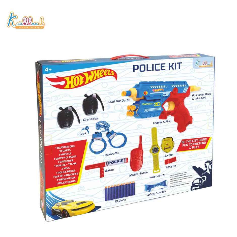 Kriiddaank Hot Wheels Police Kit: Blaster, Darts, Baton, Badge & More - Role Play Fun for Ages 4+
