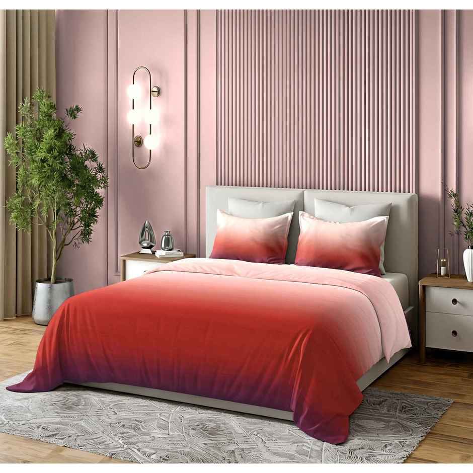 Dream Living Ombrey Double Bedsheet Set | Maroon - 220 x 250 cm