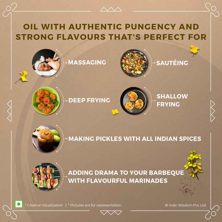 INDIC WISDOM Cold Pressed Mustard Oil | Pure & Unrefined Sarson Oil