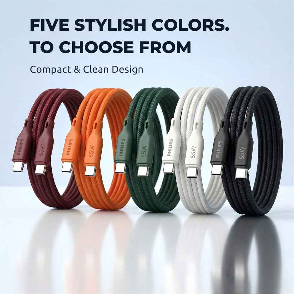 Philips DLC4130CB/94 65W USB Type-C to Type-C Fast Charging Cable | Nylon Braided | 1m