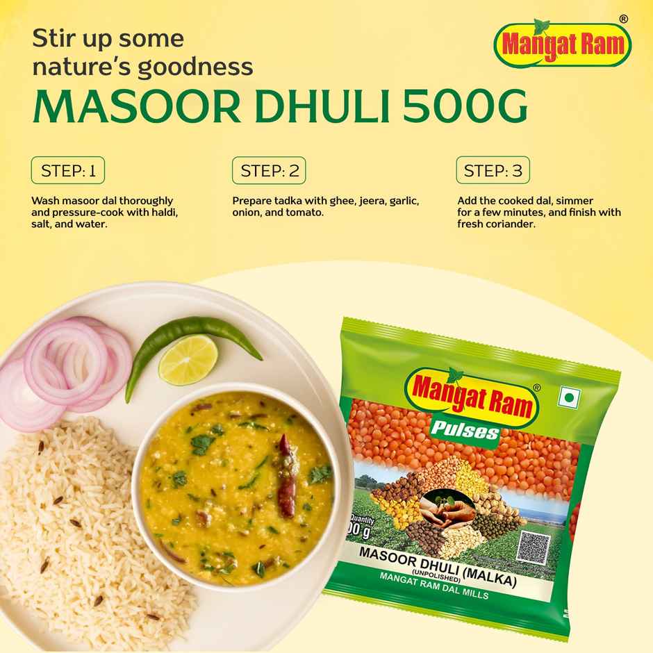 Mangat Ram Unpolished Masoor Dhuli(Malka)