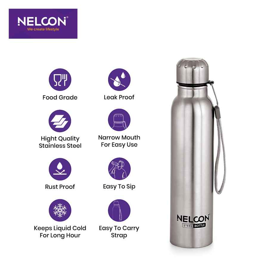 Nelcon Aquaslim Stainless Steel Bottle 520ml Silver