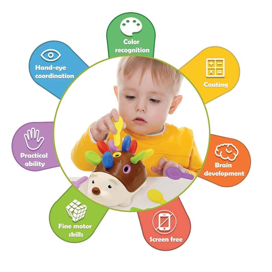 Kidology Hedgehog Peg Board Game Puzzle For Kids Educational Toys For Toddlers Preschool Play Toy