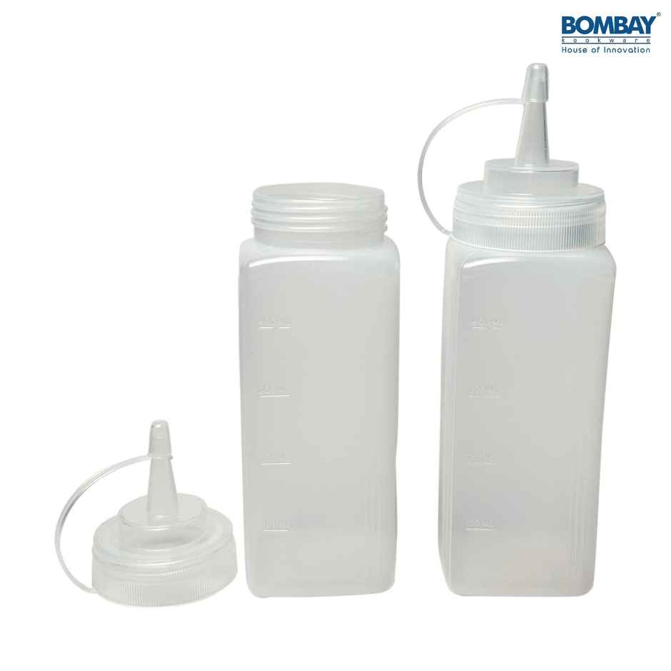 Square Shape Sauce Bottle White 500ml | Pack of 2