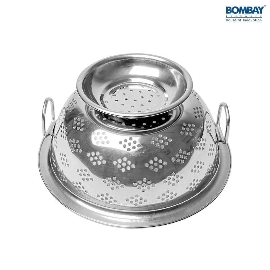 Bombay Kookware Stainless Steel Rice Strainer With Handle Size 1