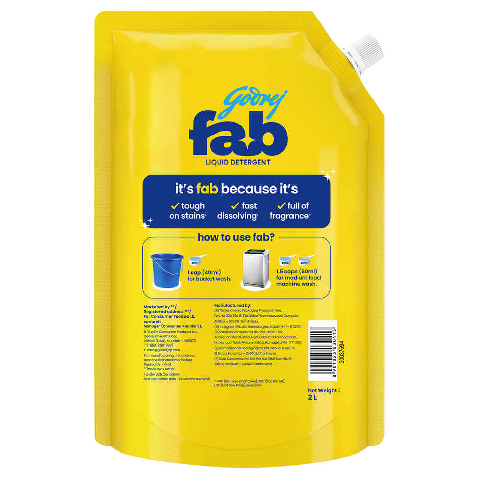 Godrej Fab Machine & Hand Wash Detergent Liquid Refill Pouch