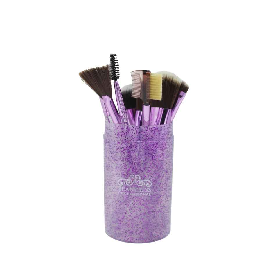 Beautiliss Glitter Dust Makeup Brush Set with Shimmer Storage Case
