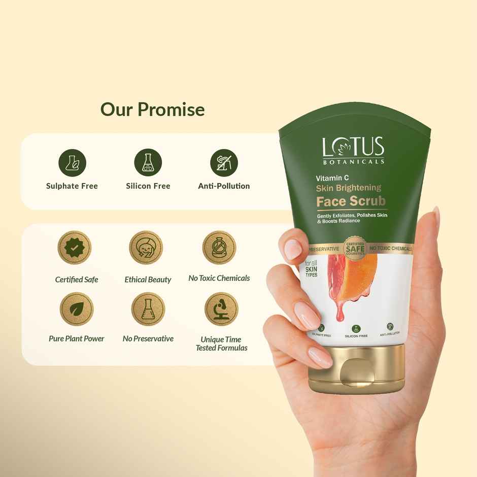 Lotus Botanicals Skin Brightening Face Scrub Vitamin C Sulphate Silicon & Chemical Free All Skin Types