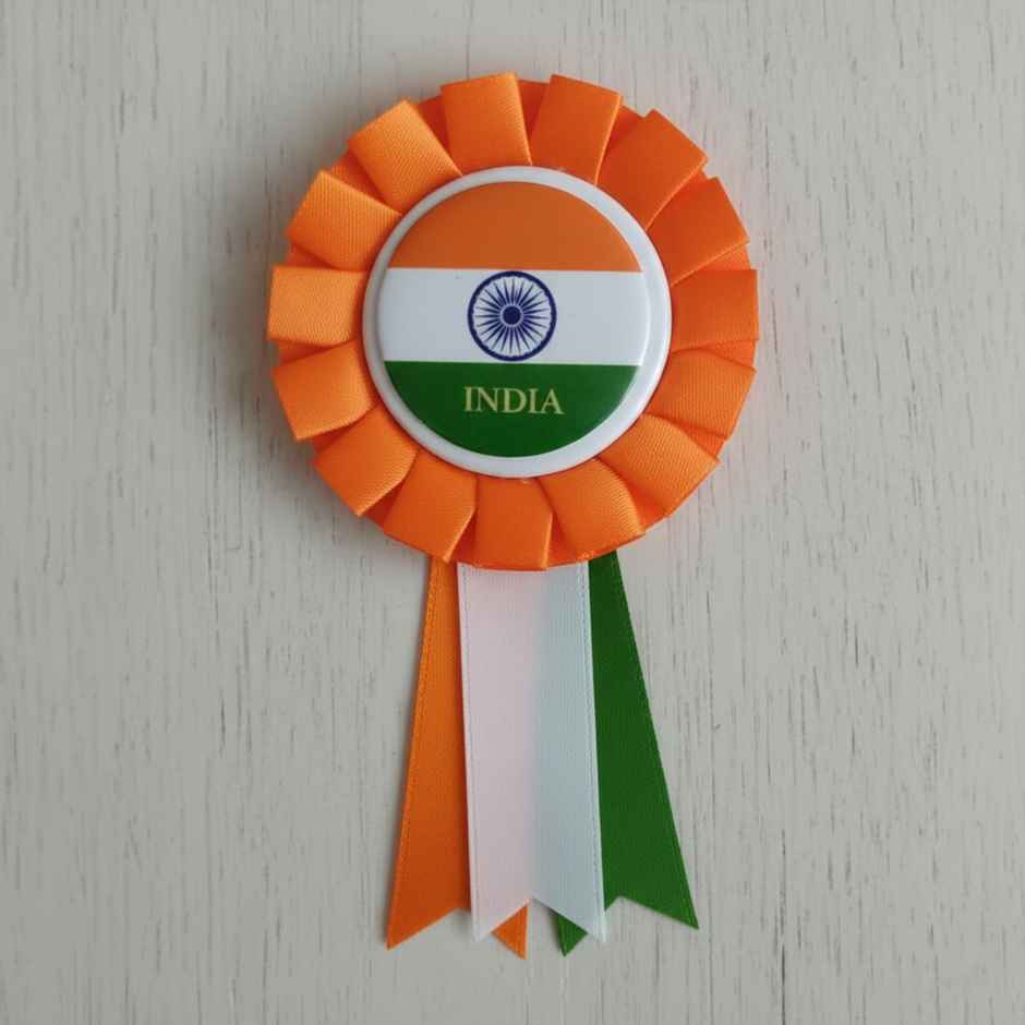 Patriotic Ribbon Badge Set for Republic Day | Orange Detail