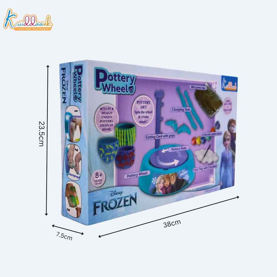Kriiddaank Disney Frozen Pottery Wheel Kit DIY Battery Operated Painting Set with Clay and Tools