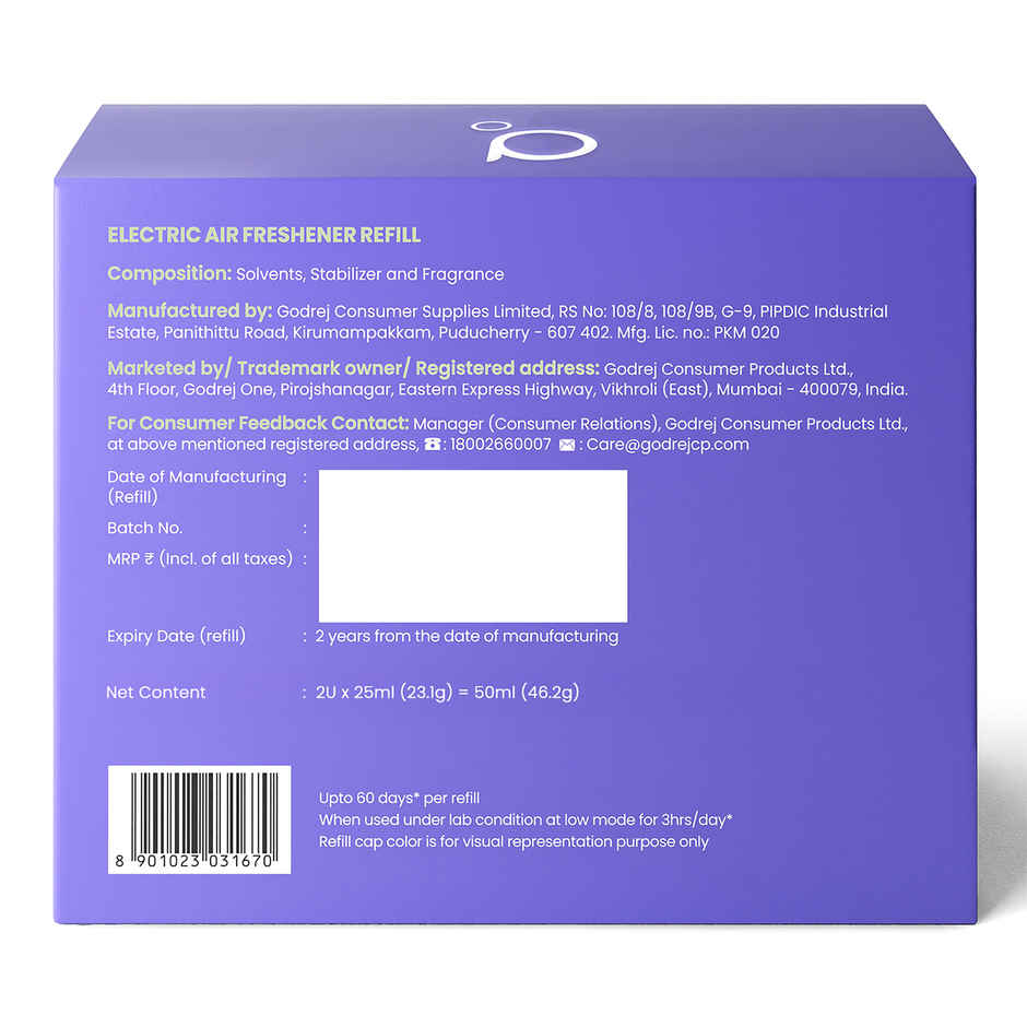 Godrej aer Plug Electric Air Freshener | 2 Refills | Violet Bloom