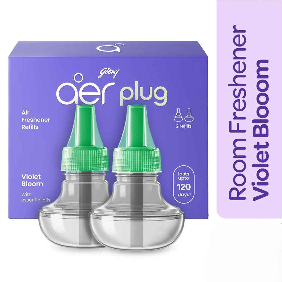 Godrej aer Plug Electric Air Freshener | 2 Refills | Violet Bloom