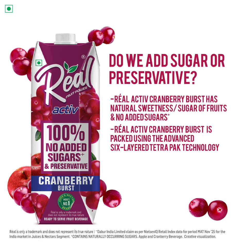 Real Activ Cranberry Juice | No Added Sugars & Preservatives