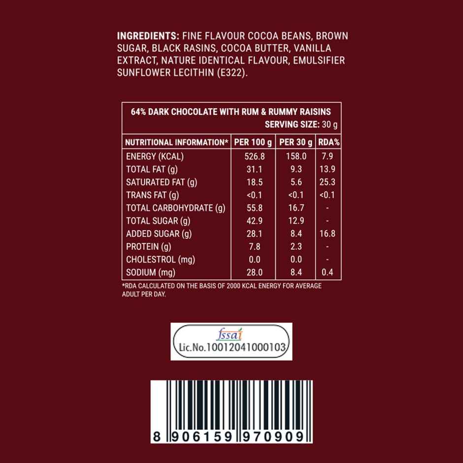 Paul And Mike Mild Dark Rum & Rummy Raisins Chocolate