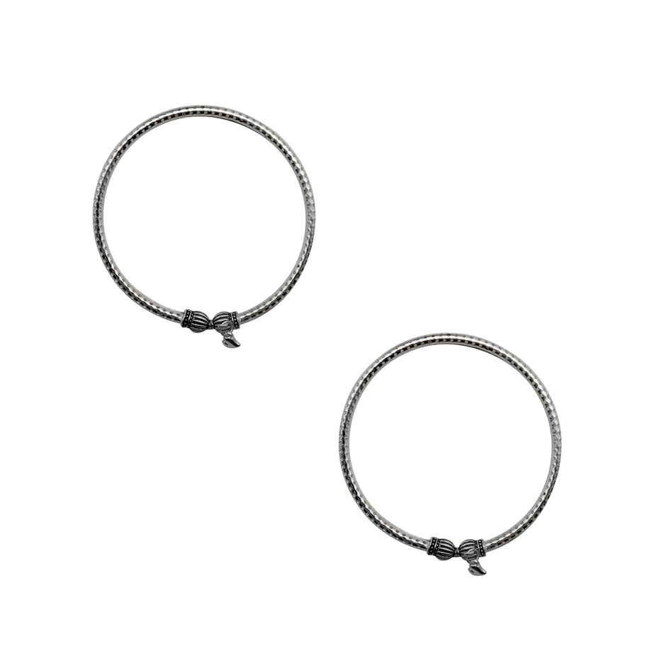 Teejh Teejh Circular Silver Oxidized Charm Anklets