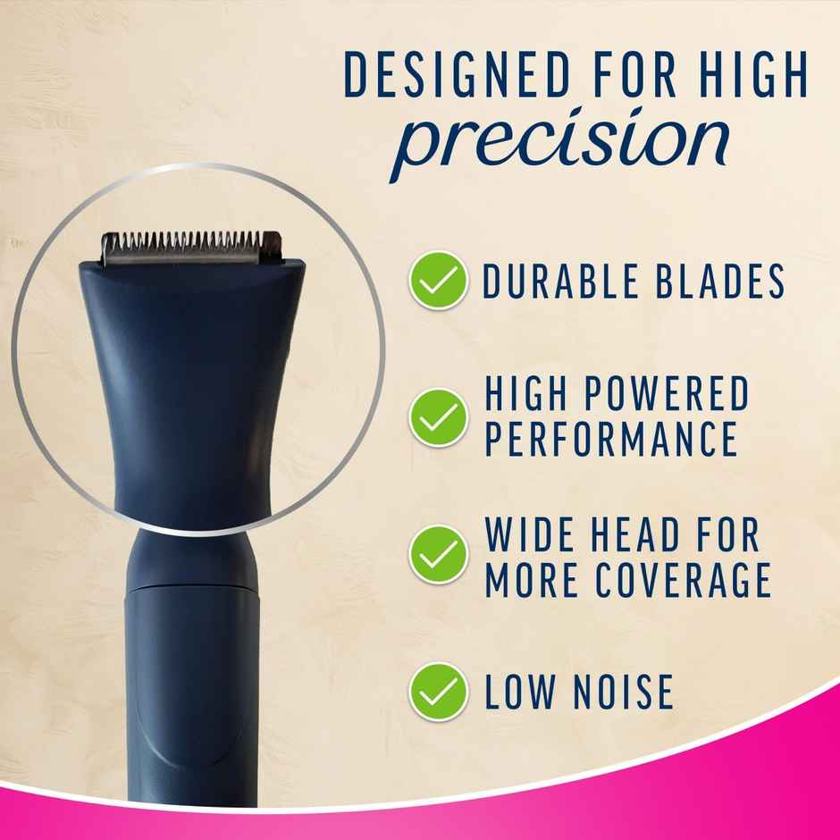 Veet Expert All-in-One Female Body Trimmer | Full Body, Bikini, Face & Eyebrow Grooming Trimmer - Black & Pink