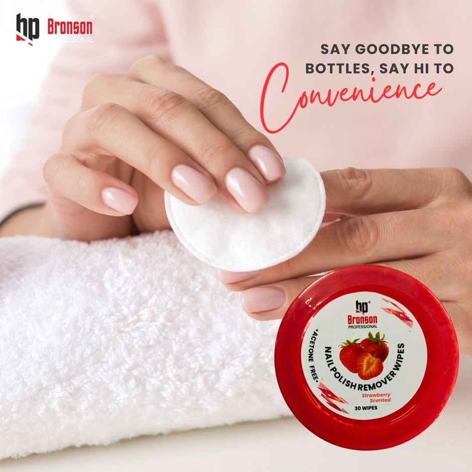 Bronson Professional Strawberry Nail Polish Remover Wipes with Strawberry Fragrance