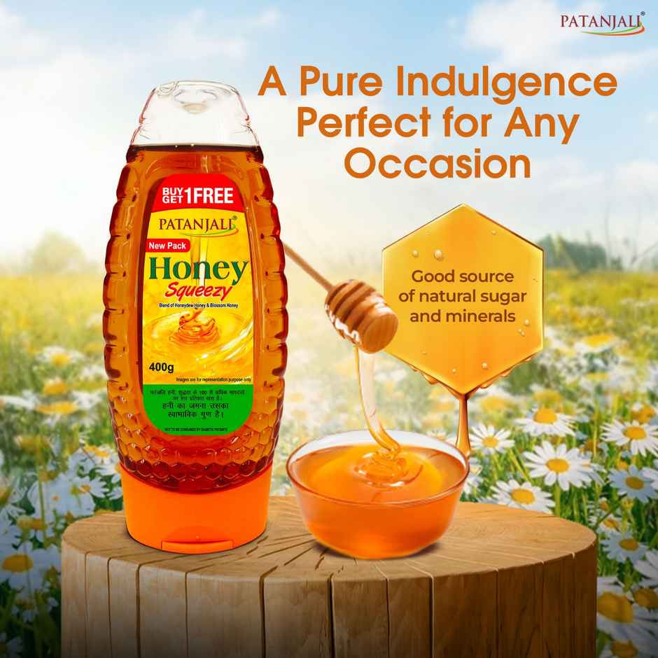 Patanjali Natural Honey Squeeze Pack- No Added Sugar