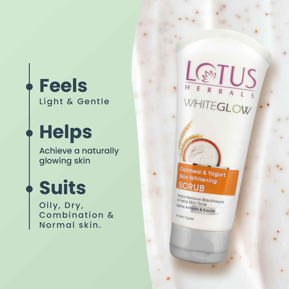 Lotus Herbals Whiteglow Oatmeal & Yogurt Skin Whitening & Brightening Scrub