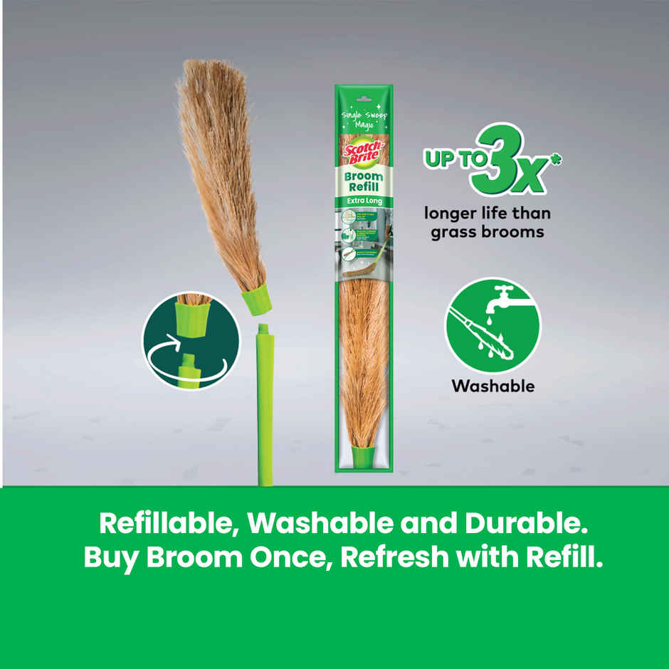 Scotch-Brite No-Dust Broom, Long handle, Easy floor cleaning | 44.4 in