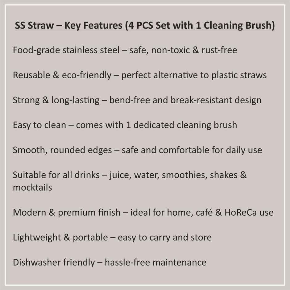 KVG Reusable Drinking Straw | Large Steel Straw | Cocktail Straw , Food Safe Straw