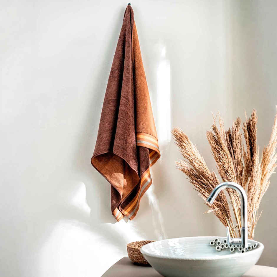 D'Decor Zero Twist Premium Cotton Bath Towel | High Absorbency | Brown