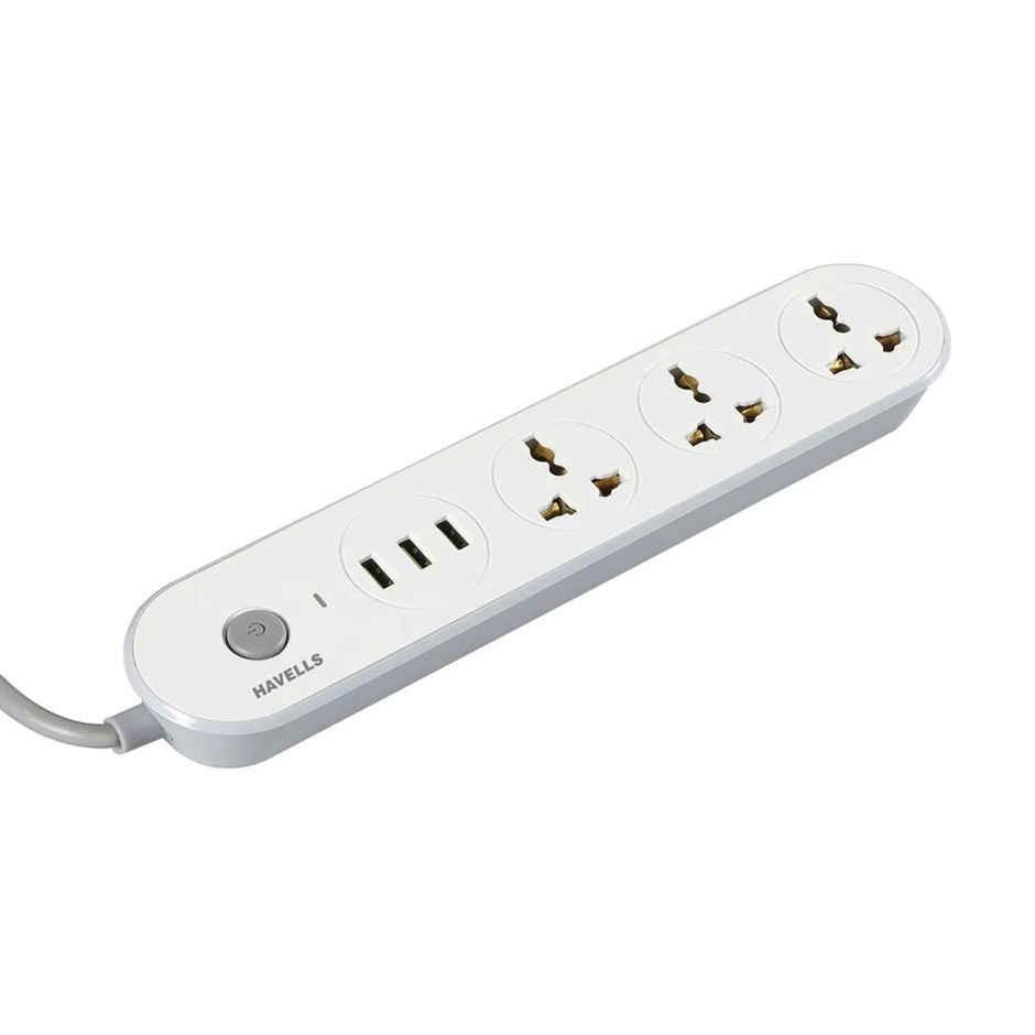 Havells Usb Star Extension Board - 1.5Mtr, 3 USB, 3+1, 3 Pin (1.5m Length)