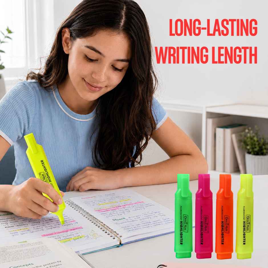 Soni OfficeMate Fluorescent Highlighters | Mix Vibrant Colors | Smooth Flow | 3x Longer Lasting