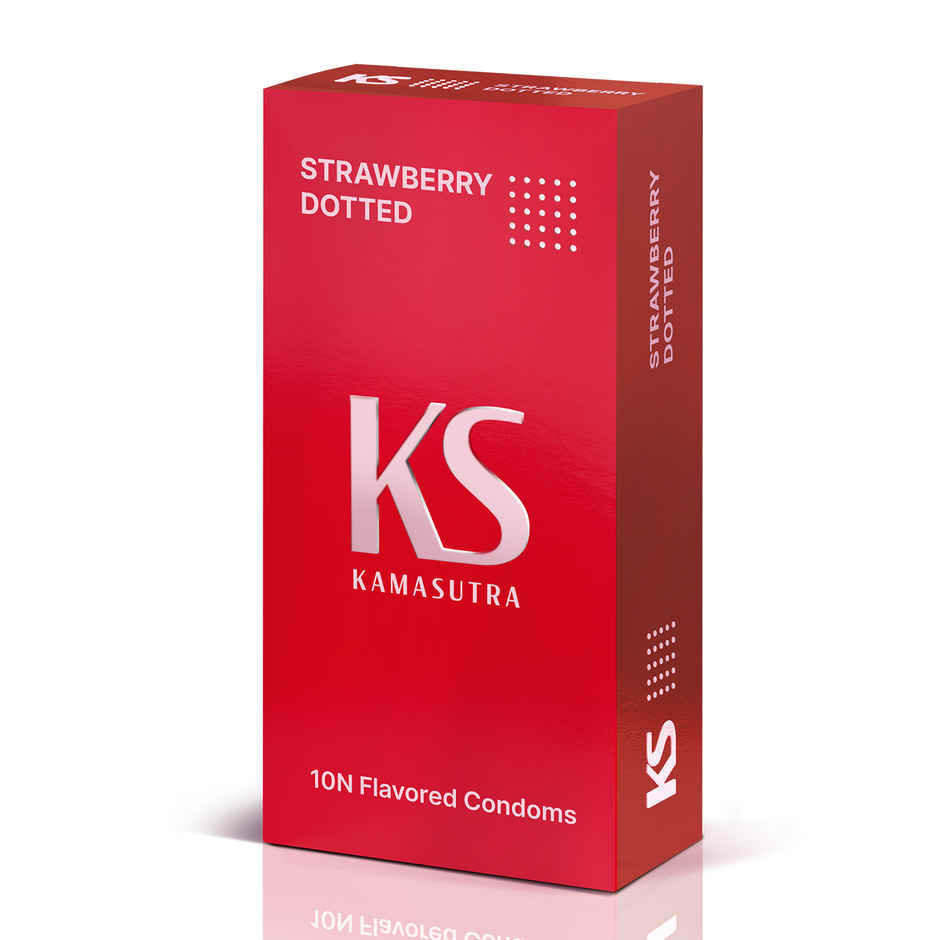 KamaSutra Extra Dotted Strawberry Condoms for Men | Pack of 10