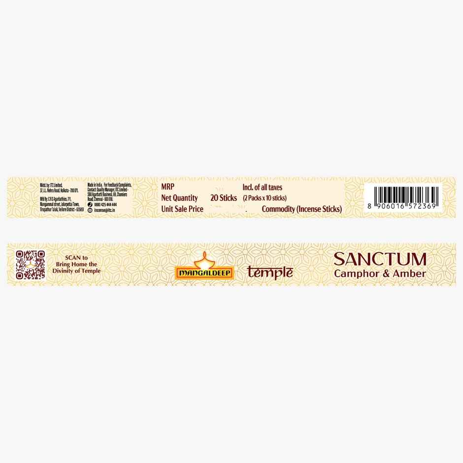 Mangaldeep Temple Sanctum with Camphor & Amber Infused Fragrances | Hand Rolled Premium Incense