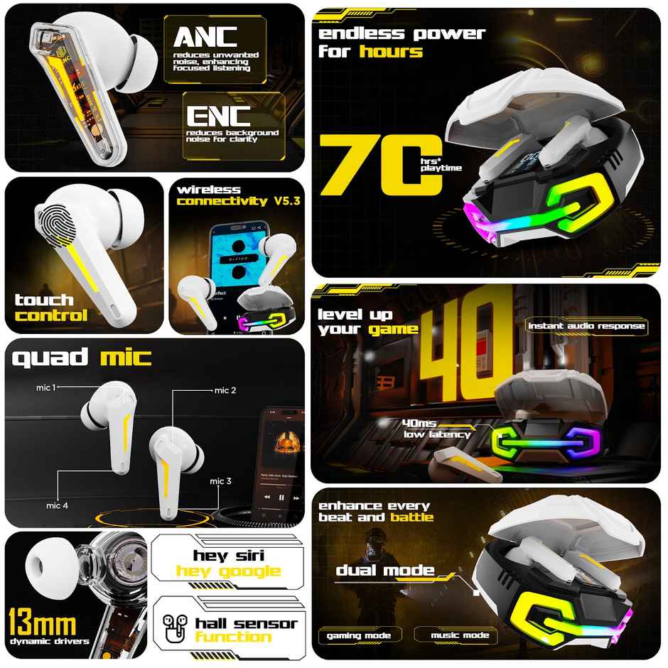 Nu Republic Cyberstud X7 ANC TWS Earbuds (White)