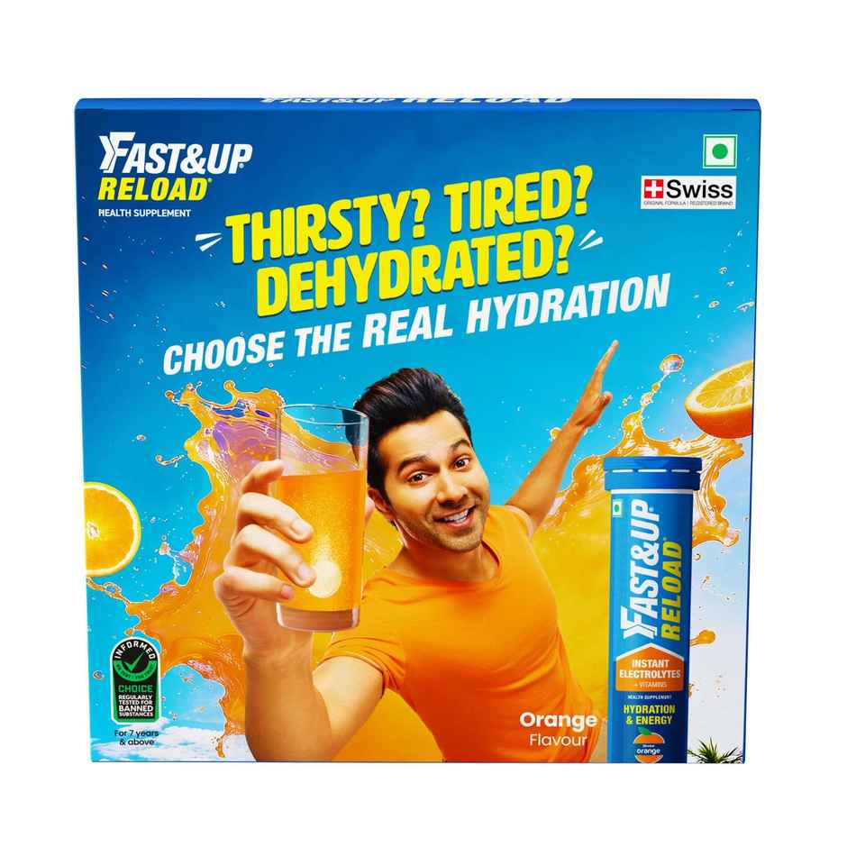 Fast&Up Reload Low Sugar Instant Hydration with 5 Essential Electrolytes | Orange