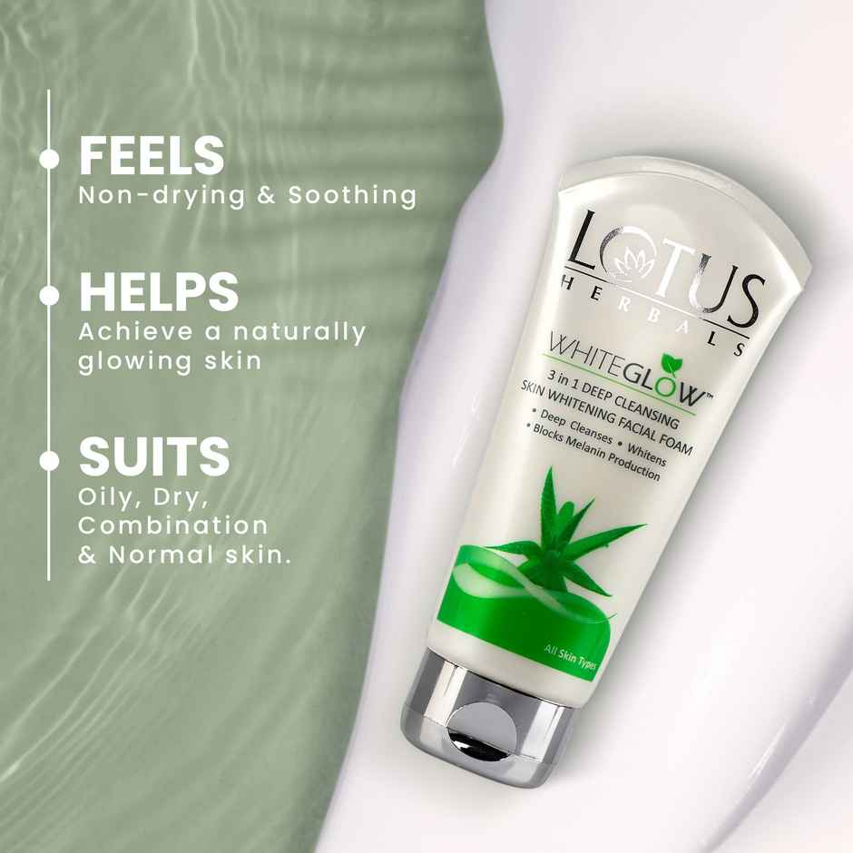 Lotus Herbals Whiteglow 3 In 1 Deep Cleansing Skin Whitening Facial Foam
