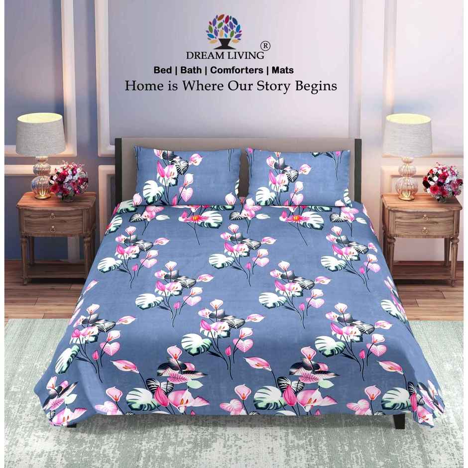 Dream Living Double Bedsheet Set | Blue 210 x 220 cm