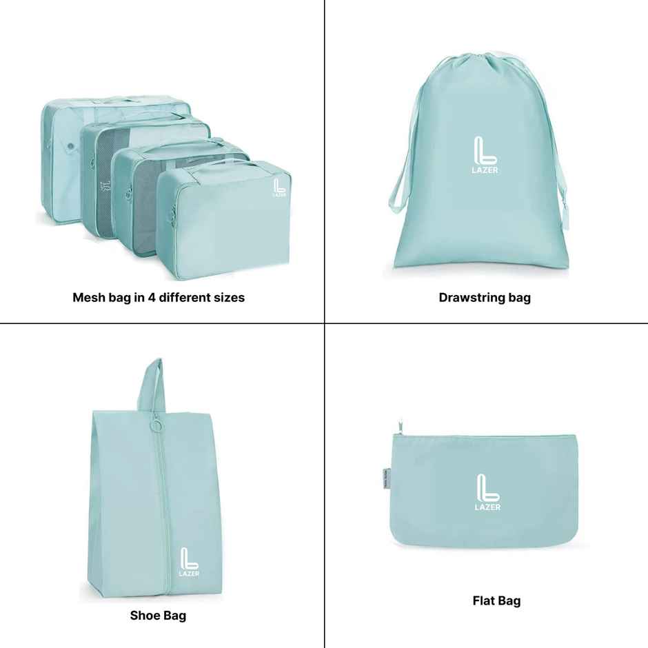 Lazer Polyester Travel Organizer Bag Set Light Blue