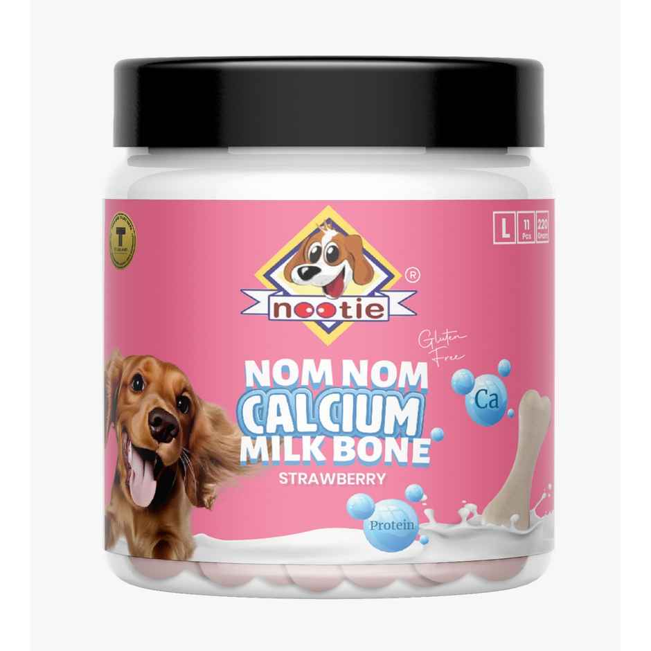 Nootie Nom Nom Calcium Milk Bone Stawberry Flavour - Large