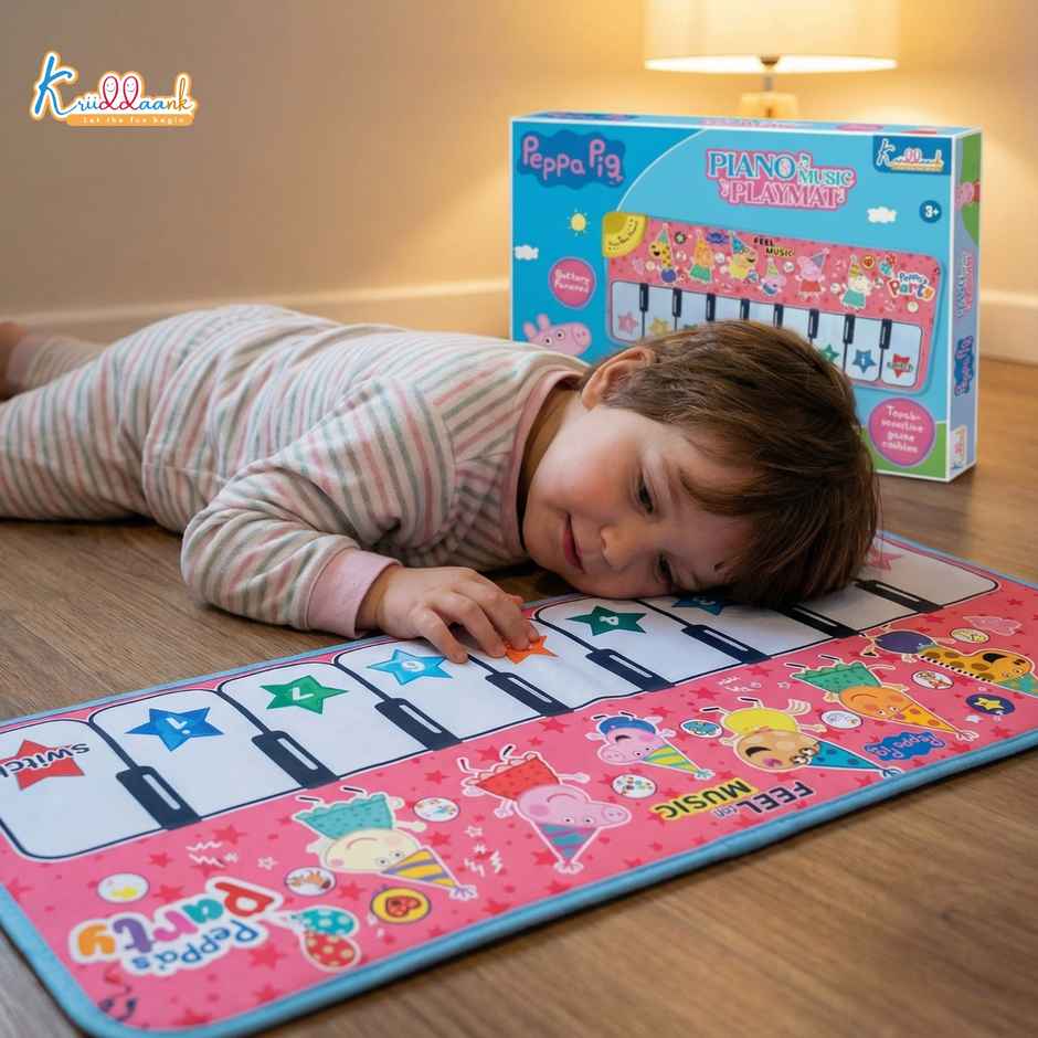 Kriiddaank Peppa Music Piano Playmat with 8 Music Modes & Animal Sounds Baby Playing Mat -108 x 38CM