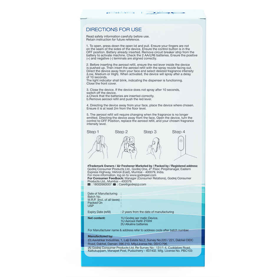Godrej Aer Matic Cool Surf Blue Automatic Room Fresheners | Kit (Machine + 1 Refill)
