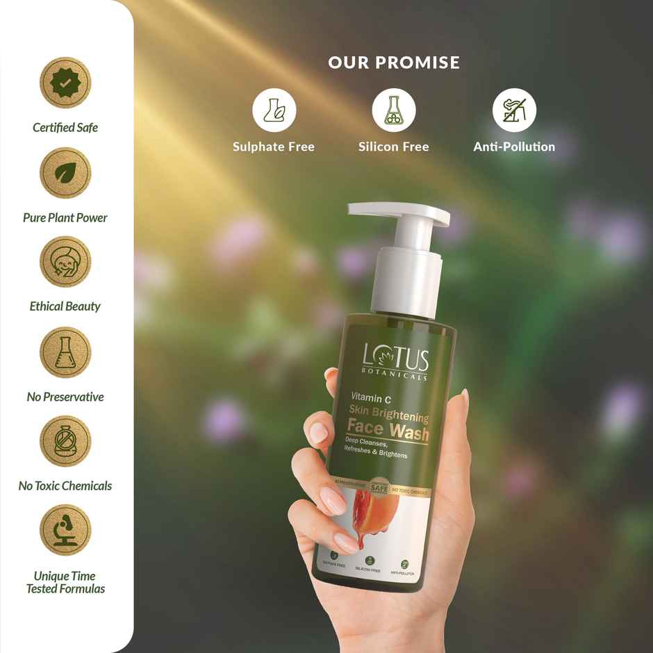 Lotus Botanicals Skin Brightening Face Wash Vitamin C Sulphate Silicon & Chemical Free All Skin Types
