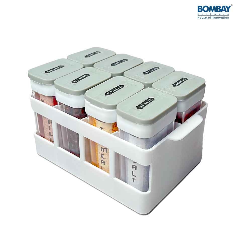 Spice and Masala Holder | 8 Pcs set with Tray Grey Colour