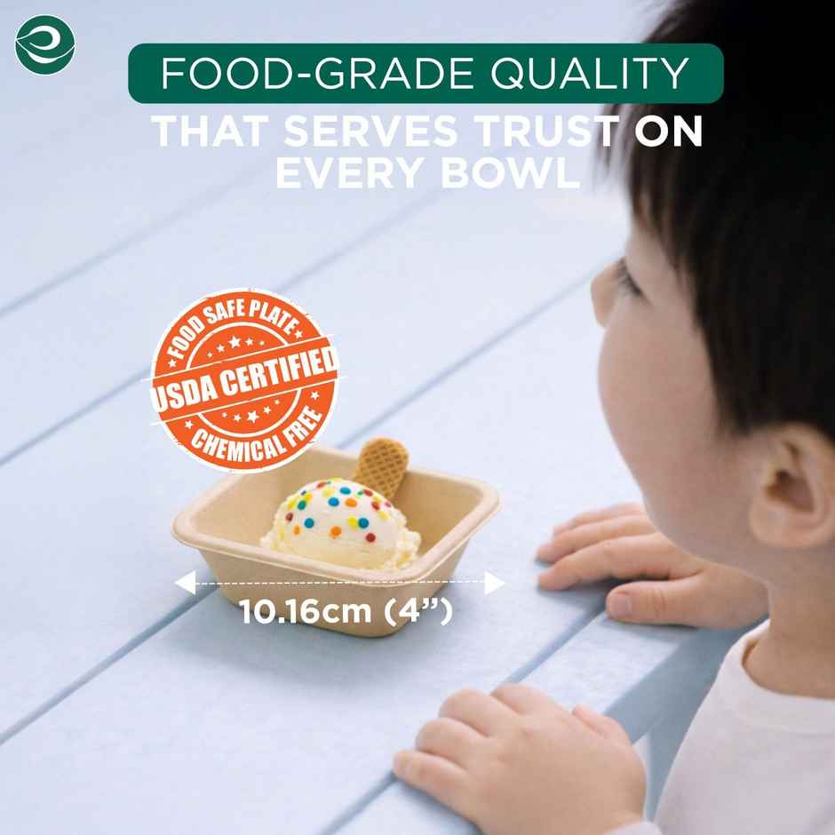 ECO SOUL | Bagasse Disposable Bowls | 150 ml | Square | 25 Count
