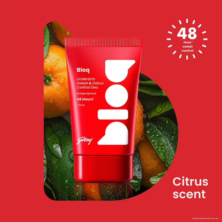 Godrej Bloq Underarm Sweat & Odour Control Deo Citrus | Antiperspirant Stick